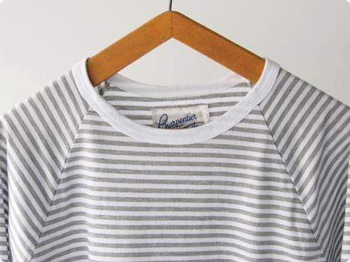 Charpentier de Vaisseau STRIPES LONG SLEEVES CUTSEW GRAY x WHITE
