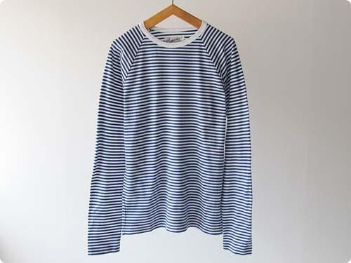 Charpentier de Vaisseau STRIPES LONG SLEEVES CUTSEW BLUE x WHITE