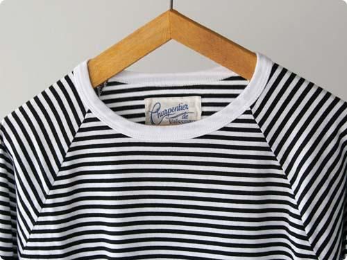 Charpentier de Vaisseau STRIPES LONG SLEEVES CUTSEW BLACK x WHITE