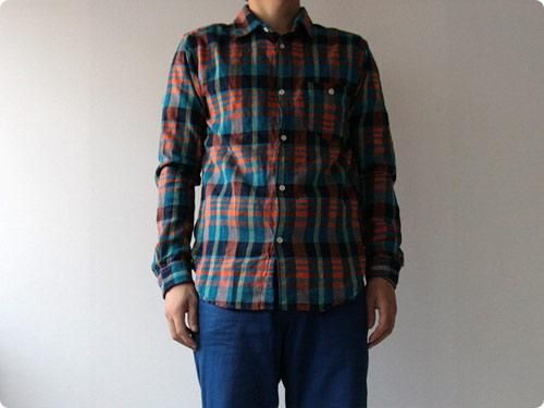 dip COTTON FLANNEL CHECK SHIRTS ORANGE