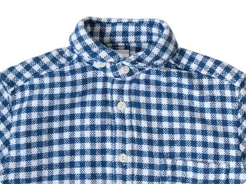 maillot Cotton flannel gingham round collar work shirts BLUE x OFF