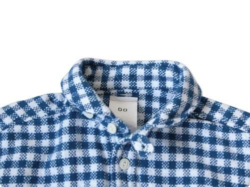 maillot Cotton flannel gingham round collar work shirts BLUE x OFF