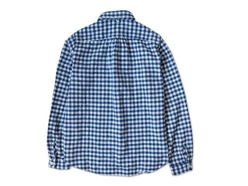 maillot Cotton flannel gingham round collar work shirts BLUE x OFF