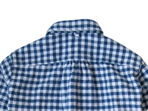 maillot Cotton flannel gingham round collar work shirts BLUE x OFF