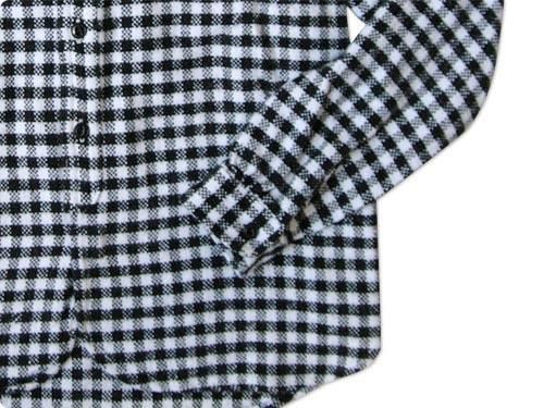 maillot Cotton flannel gingham round collar work shirts BLACK x OFF