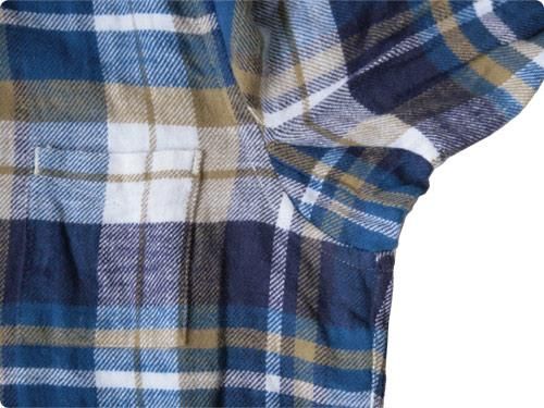 maillot Cotton flannel roll collar check B.D. shirts BLUE