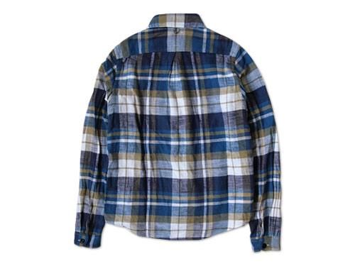 maillot Cotton flannel roll collar check B.D. shirts BLUE