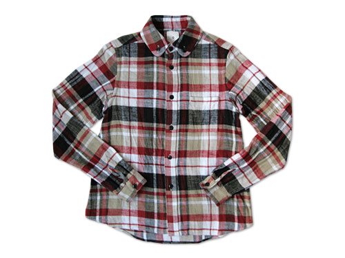 maillot Cotton flannel roll collar check B.D. shirts RED
