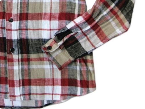 maillot Cotton flannel roll collar check B.D. shirts RED