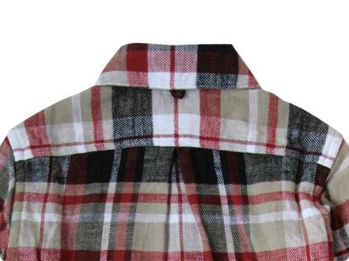 maillot Cotton flannel roll collar check B.D. shirts RED