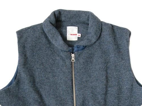 dip wool zip vest BLUE