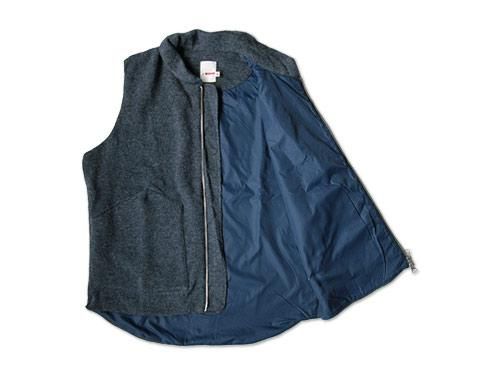 dip wool zip vest BLUE