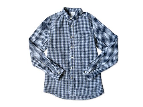 maillot sunset gingham small collar shirts BLUE x WHITE