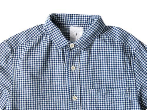 maillot sunset gingham small collar shirts BLUE x WHITE