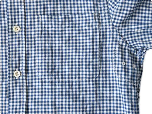 maillot sunset gingham small collar shirts BLUE x WHITE