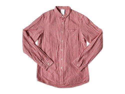 maillot sunset gingham small collar shirts RED x WHITE