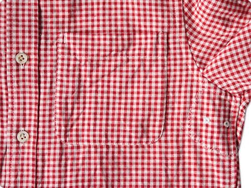 maillot sunset gingham small collar shirts RED x WHITE