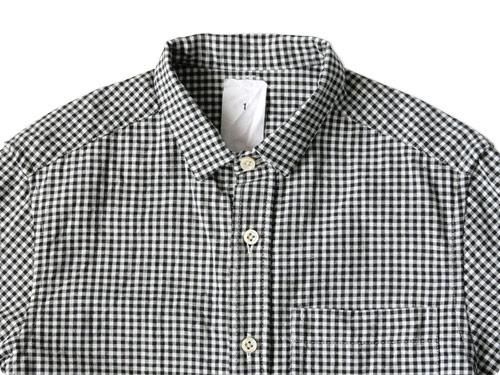 maillot sunset gingham small collar shirts BLACK x WHITE