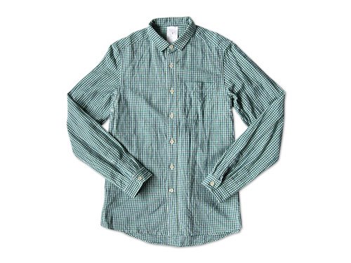 maillot sunset gingham small collar shirts GREEN x BLUE