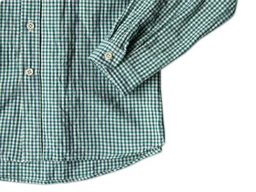 maillot sunset gingham small collar shirts GREEN x BLUE