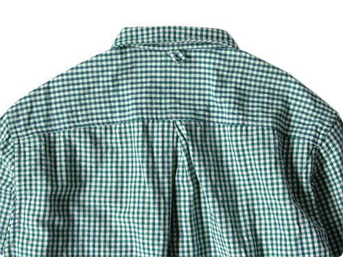 maillot sunset gingham small collar shirts GREEN x BLUE