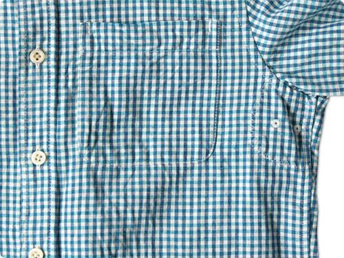 maillot sunset gingham small collar shirts SAX x BLUE