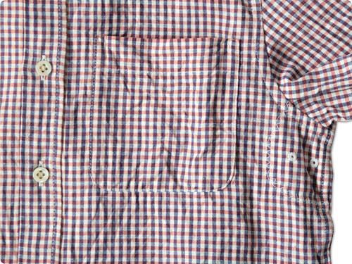 maillot sunset gingham small collar shirts ORANGE x BLUE