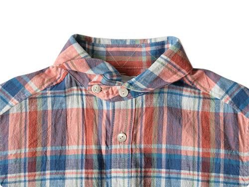 maillot madras round work shirts BLUE x ORANGE