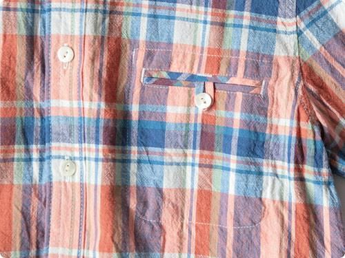 maillot madras round work shirts BLUE x ORANGE