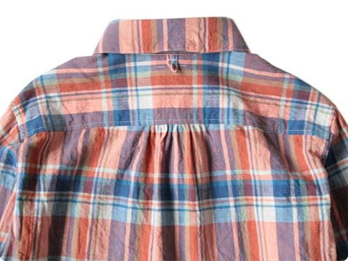 maillot madras round work shirts BLUE x ORANGE