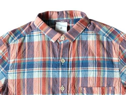 maillot madras small collar shirts BLUE x ORANGE