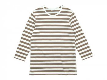 maillot ボーダー7分袖Tシャツ CAFE