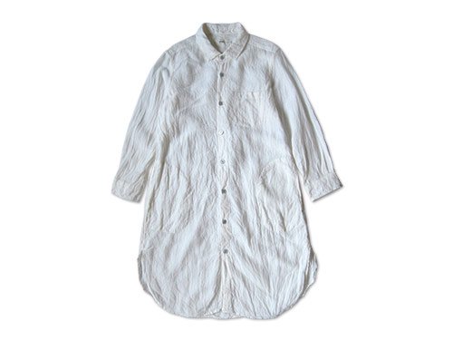 【再入荷】RINEN 七分袖ロングシャツ WHITE