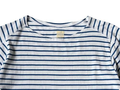 TATAMIZE BOAT NECK SHIRT WHITE x BLUE