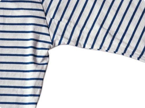 TATAMIZE BOAT NECK SHIRT WHITE x BLUE