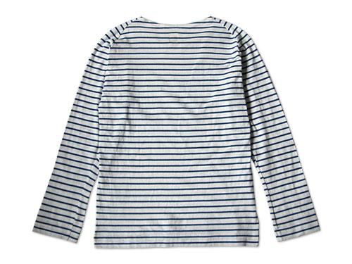 TATAMIZE BOAT NECK SHIRT WHITE x BLUE
