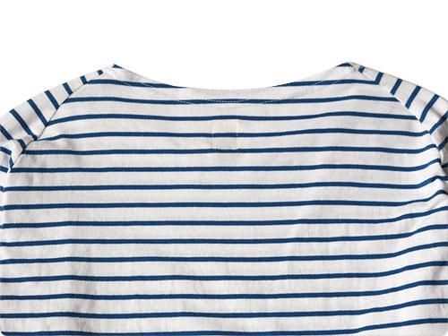 TATAMIZE BOAT NECK SHIRT WHITE x BLUE