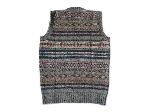 Jamieson's V NECK VEST GRAY x BROWN