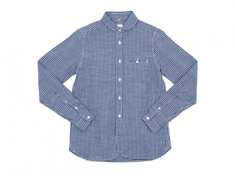 maillot sunset gingham round work shirts BLUE x WHITE