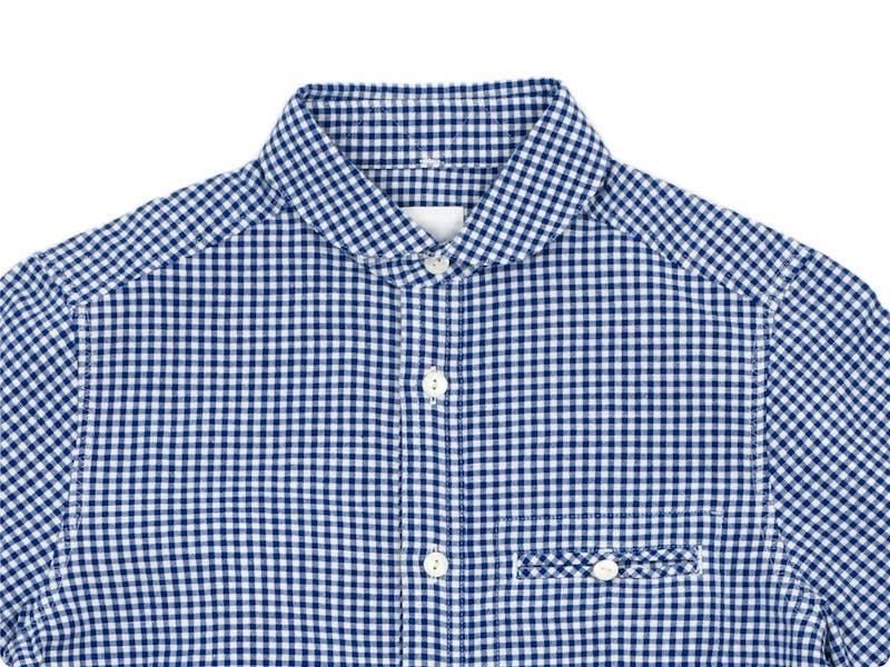 maillot sunset gingham round work shirts BLUE x WHITE