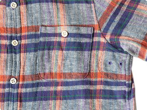 maillot sunset nel check work shirts NAVY x ORANGE