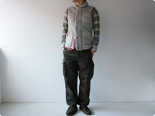 maillot angola pile fleece vest TOP GRAY