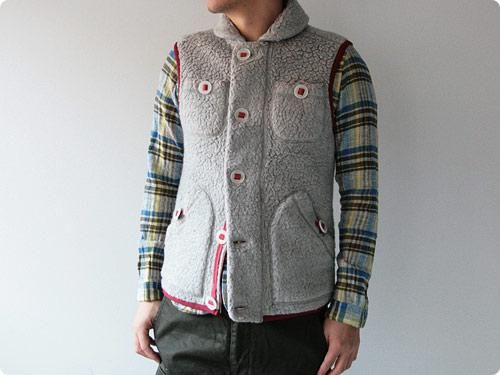 maillot angola pile fleece vest TOP GRAY