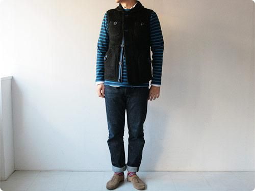 maillot angola pile fleece vest BLACK