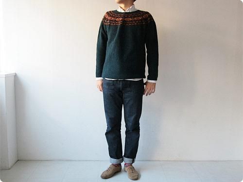 NOR' EASTERLY WIDE NECK NORDIC SWEATER PETREL