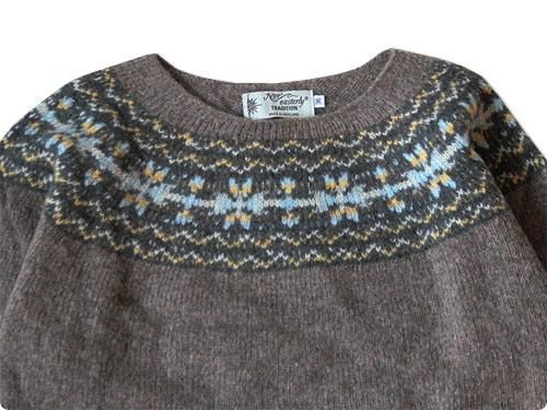 NOR' EASTERLY WIDE NECK NORDIC SWEATER NUTMEG