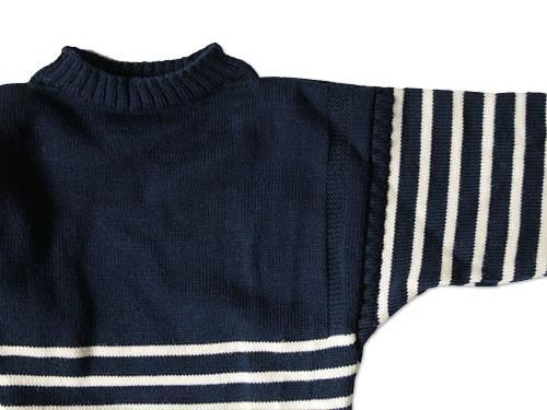 LE TRICOT DE LA MER BORDER GUERNSEY SWEATER NAVY x ALAN