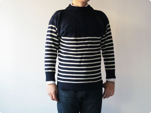 LE TRICOT DE LA MER BORDER GUERNSEY SWEATER NAVY x ALAN