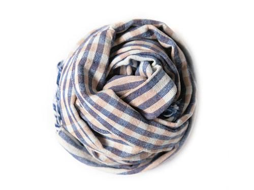 niki-toto KHADI TOWEL BLUE x BEIGE CHECK