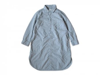 RINEN 80/1ローン接結 レギュラーカラー七分袖ロングシャツ 15BLUE 〔レディース〕
